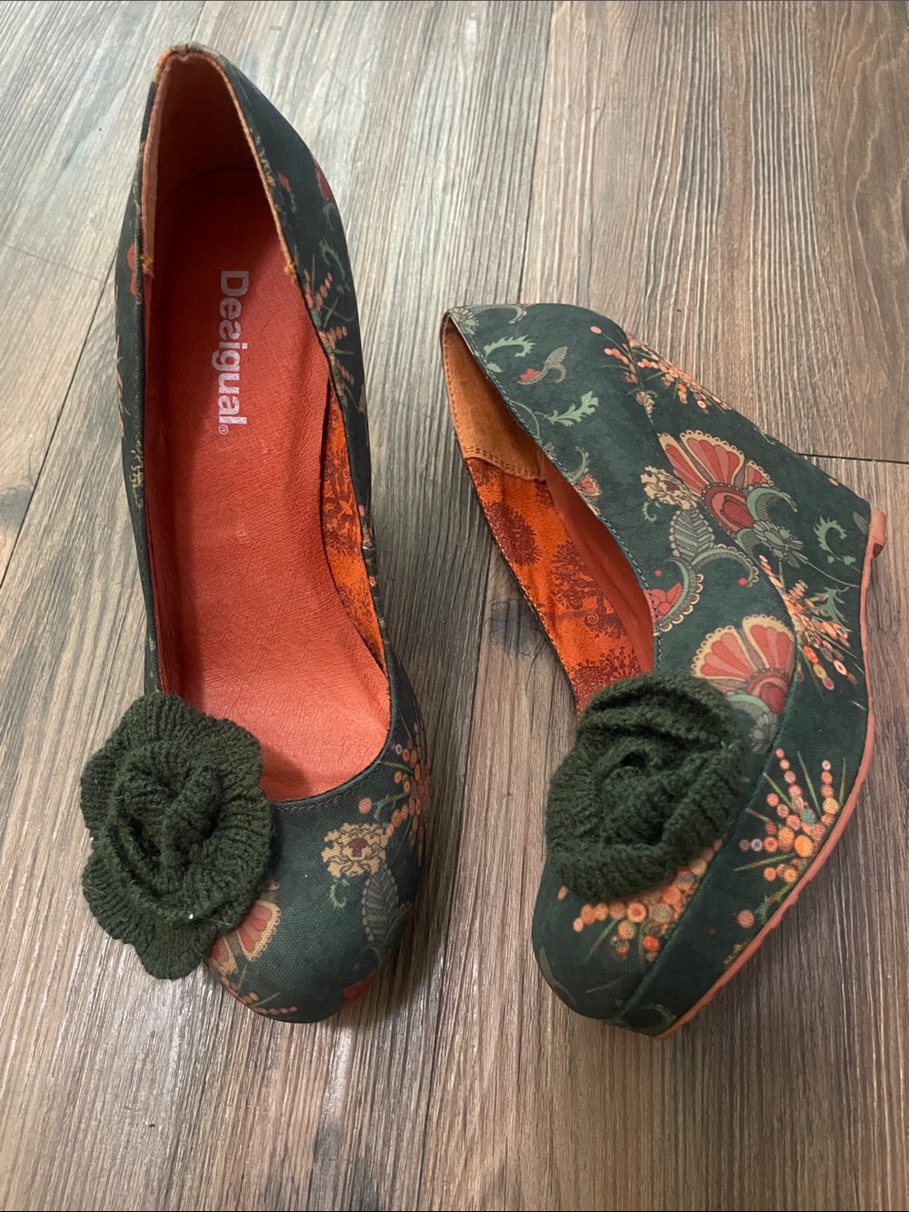 Desigual Women's Aguila Floral Red Multi Colored Shoe Pumps,38!!NEW
